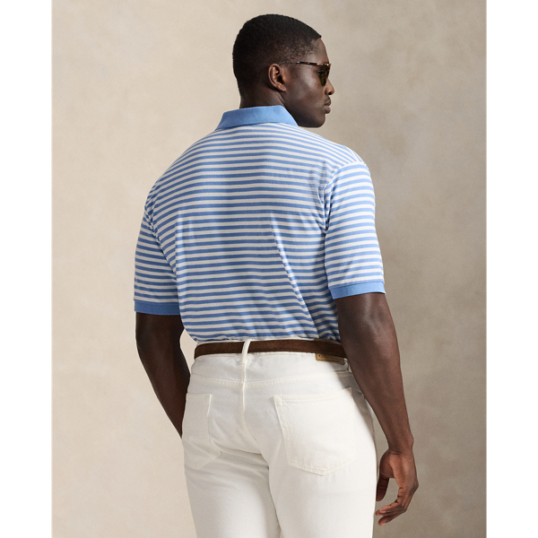 Striped Mesh Polo Shirt