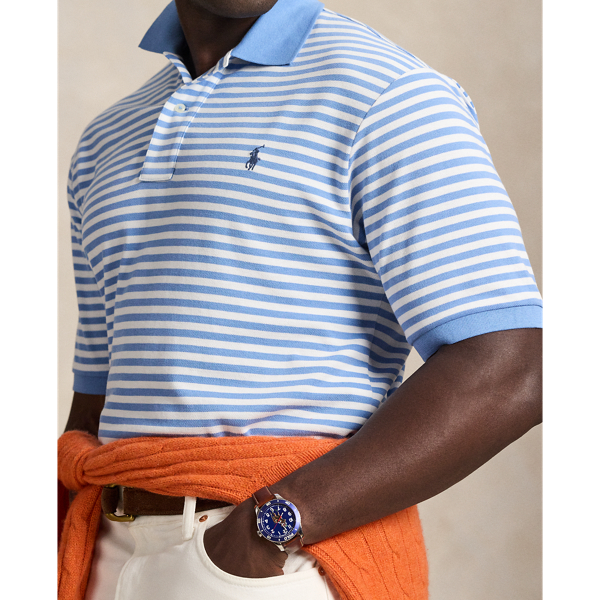 Striped Mesh Polo Shirt