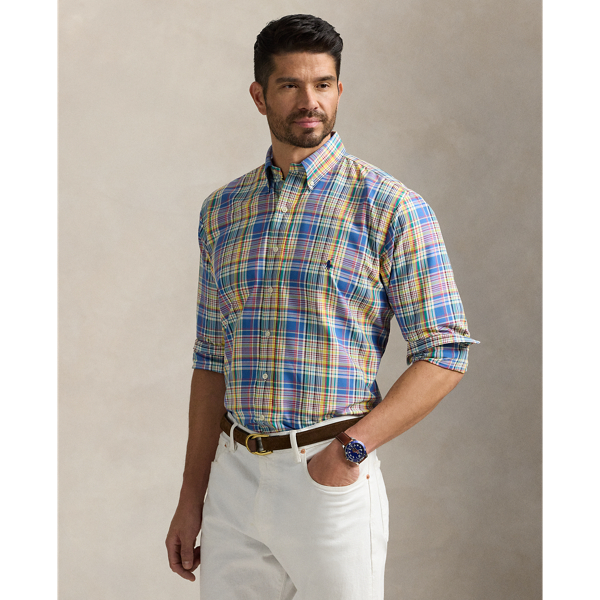 Blue Yellow Multi Plaid Performance Oxford Shirt Big & Tall 1