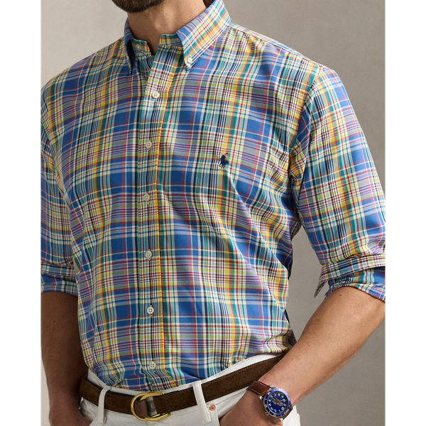 Blue Yellow Multi Plaid Performance Oxford Shirt Big & Tall 6