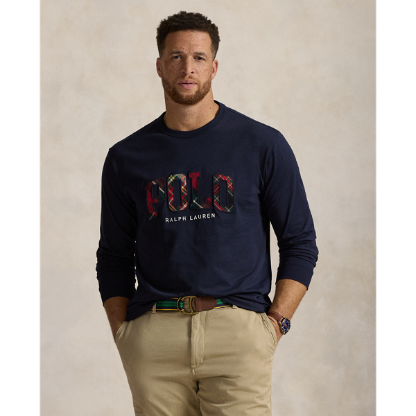 Rl Navy Plaid-Logo Jersey T-Shirt Big & Tall 1