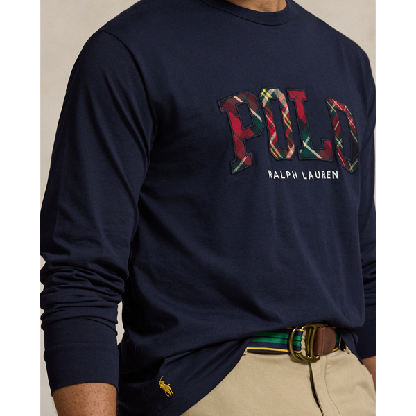Rl Navy Plaid-Logo Jersey T-Shirt Big & Tall 6