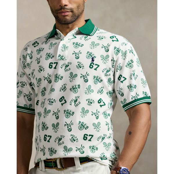 Print Mesh Polo Shirt