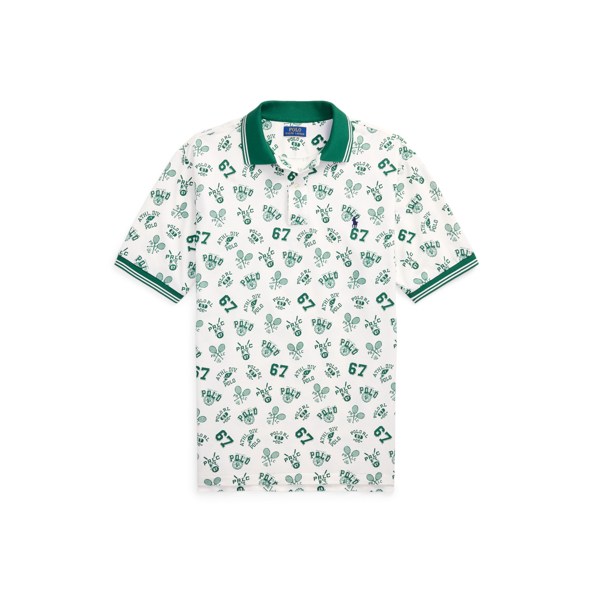 Print Mesh Polo Shirt