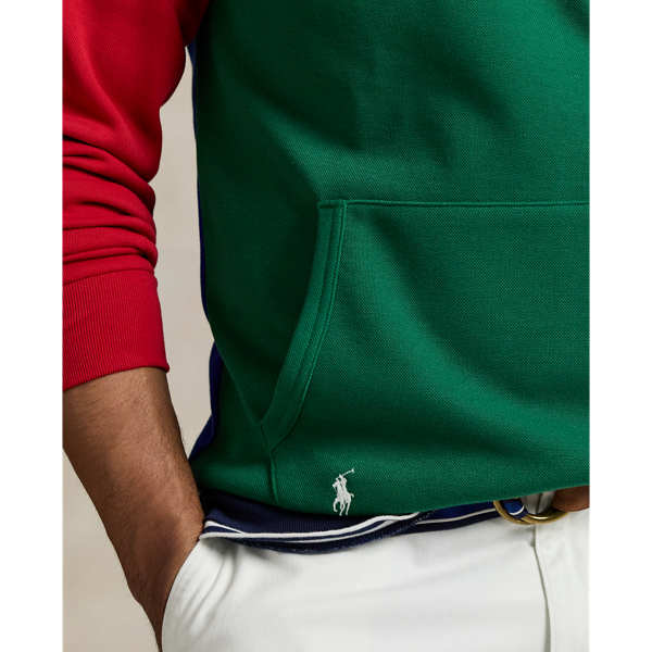 Color-Blocked Double-Knit Mesh Hoodie