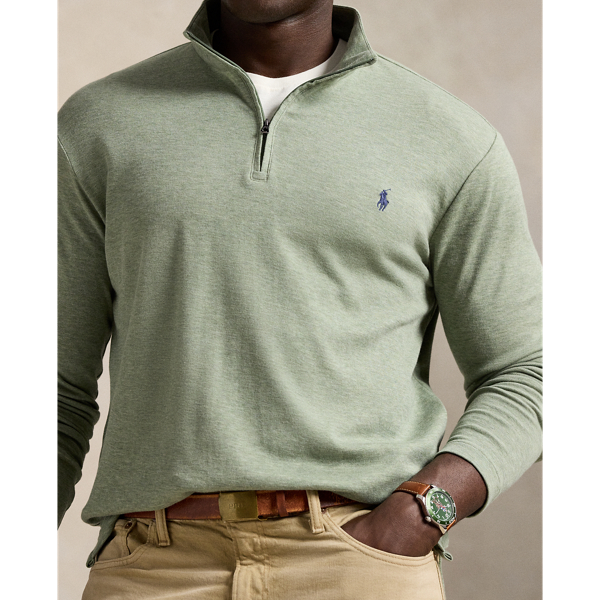 Pullover mit Viertelreißverschluss Big & Tall in Grün meliert 6