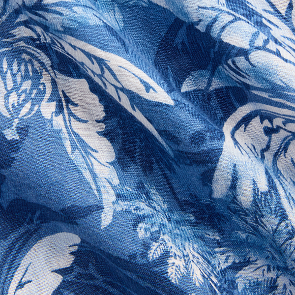 Tropical-Print Linen Camp Shirt