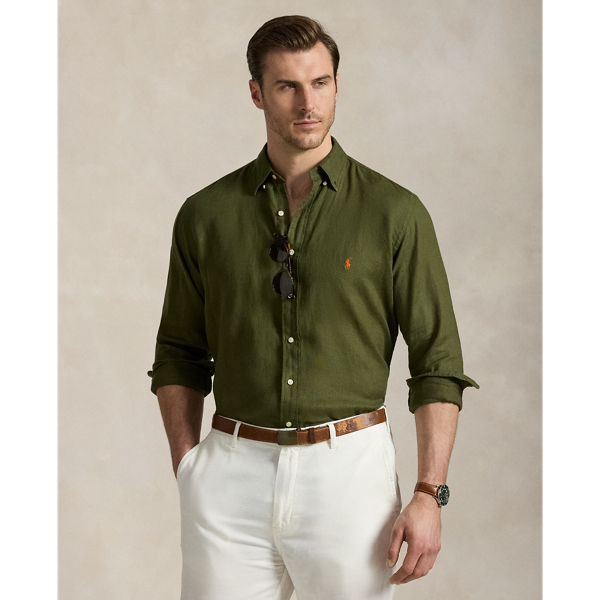 New Olive Linen Shirt Big & Tall 1