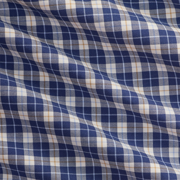 White Navy Multi Checked Stretch Poplin Shirt Big & Tall 7