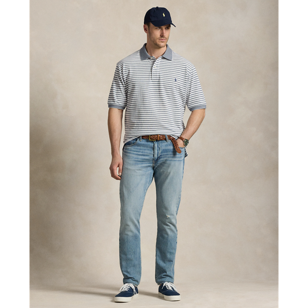 Newport Navy/White Striped Oxford Mesh Polo Shirt Big & Tall 4