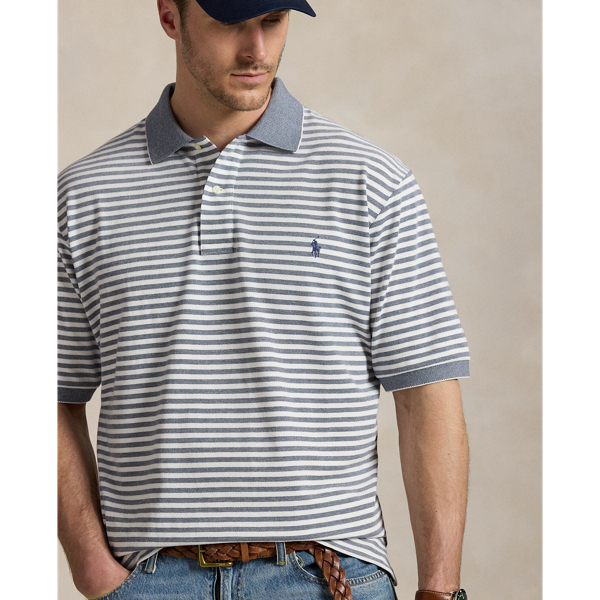 Newport Navy/White Striped Oxford Mesh Polo Shirt Big & Tall 6