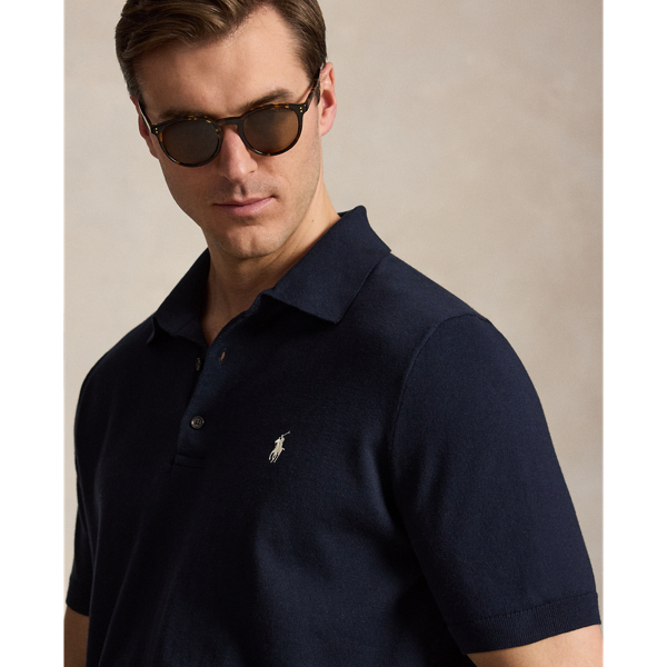 Pull Polo en coton Big & Tall en Marine chasseur 6