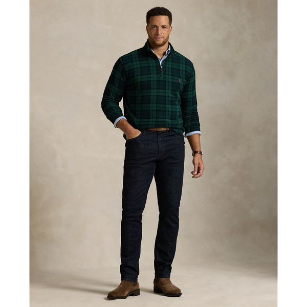 Plaid Estate-Rib Quarter-Zip Pullover