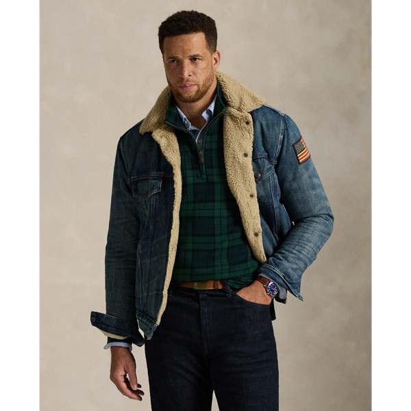Plaid Estate-Rib Quarter-Zip Pullover