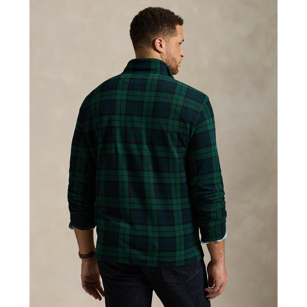 Plaid Estate-Rib Quarter-Zip Pullover