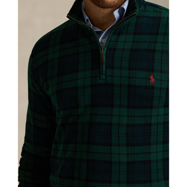 Plaid Estate-Rib Quarter-Zip Pullover