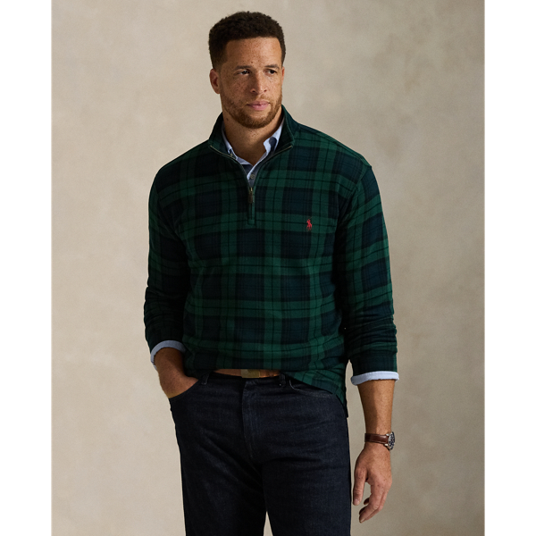 Plaid Estate-Rib Quarter-Zip Pullover