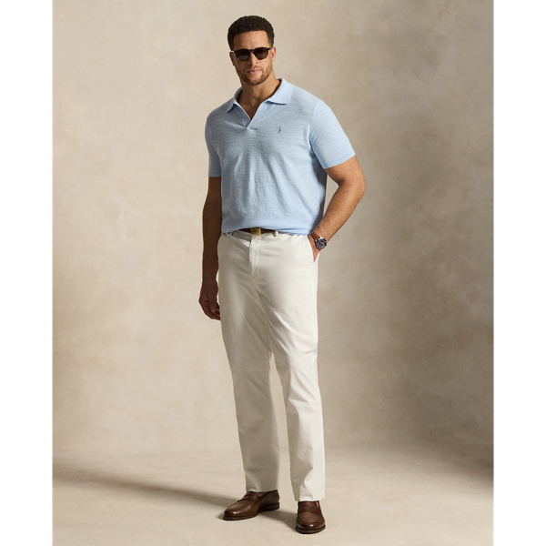 Office Blue/Deckwash White Textured Cotton-Linen Sweater Big & Tall 4