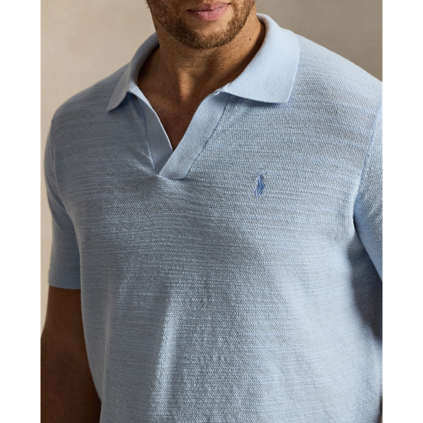 Office Blue/Deckwash White Textured Cotton-Linen Sweater Big & Tall 6