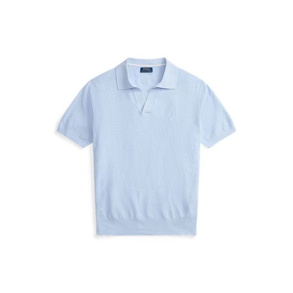 Office Blue/Deckwash White Textured Cotton-Linen Sweater Big & Tall 2