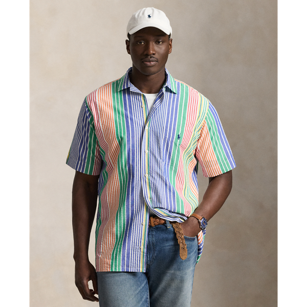 Striped Seersucker Camp Shirt