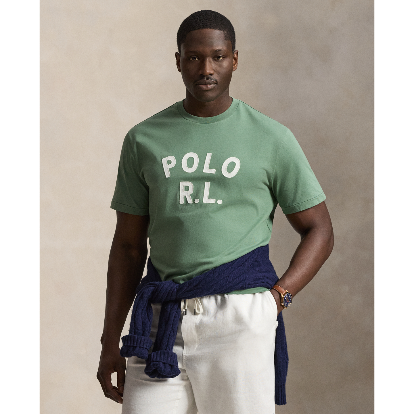 Мужская футболка Ralph Lauren Logo Jersey, цвет: Fatigue — фото 4