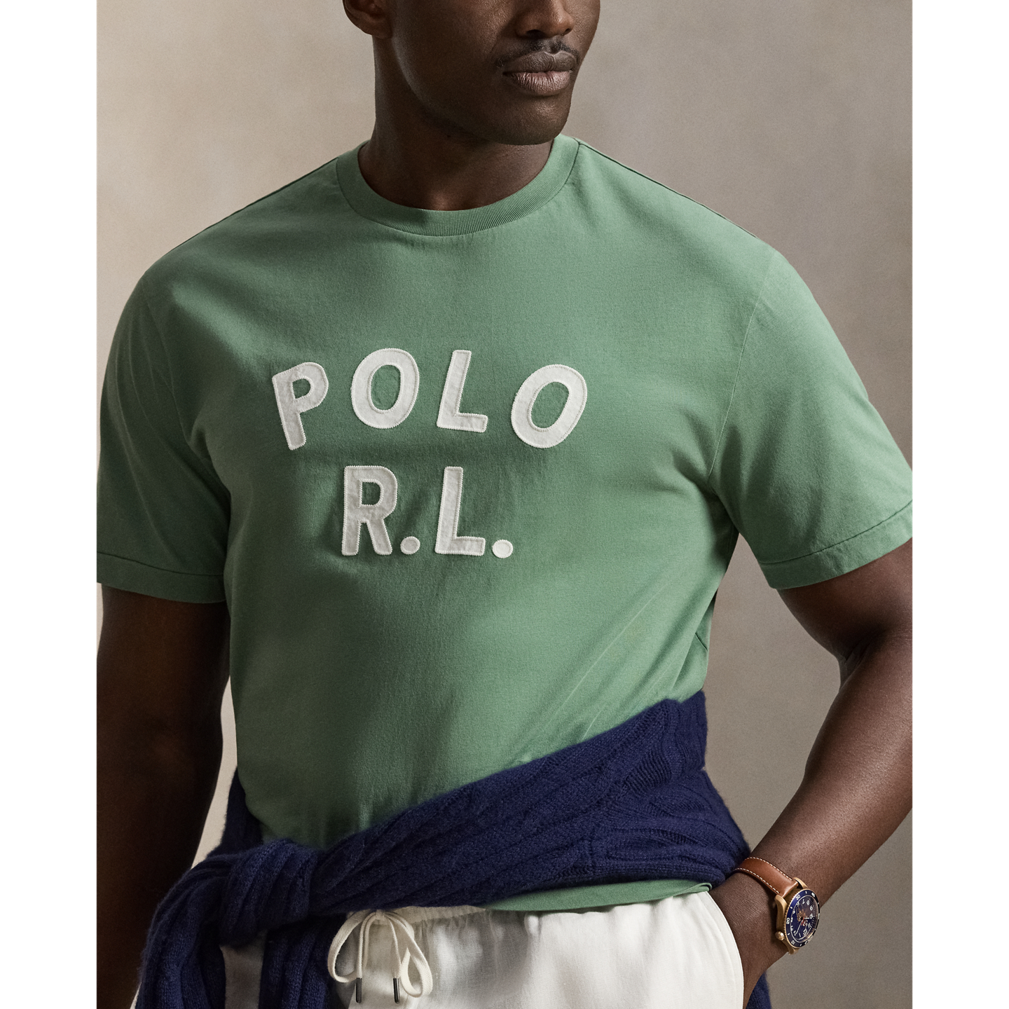 Мужская футболка Ralph Lauren Logo Jersey, цвет: Fatigue — фото 3