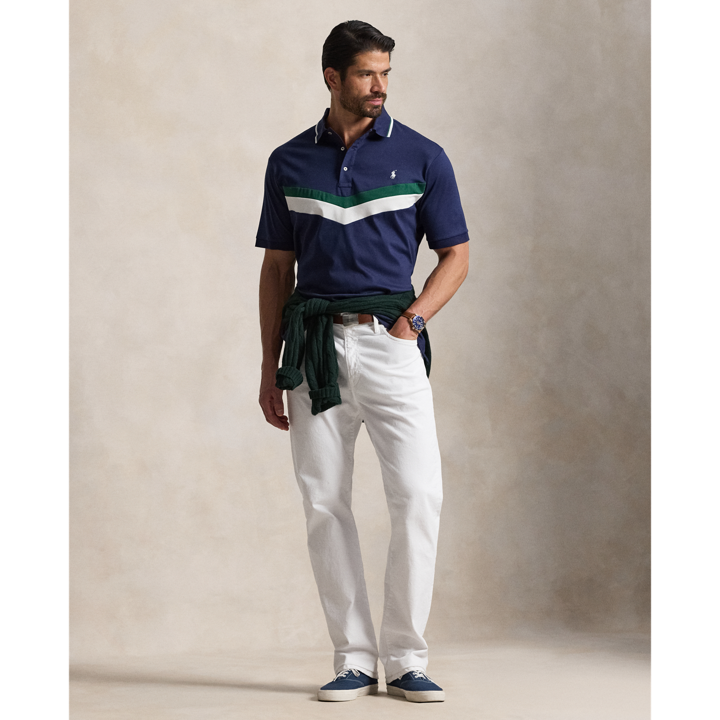 Мужское поло Ralph Lauren Soft Cotton Polo, цвет: Тёмно-синий — фото 1