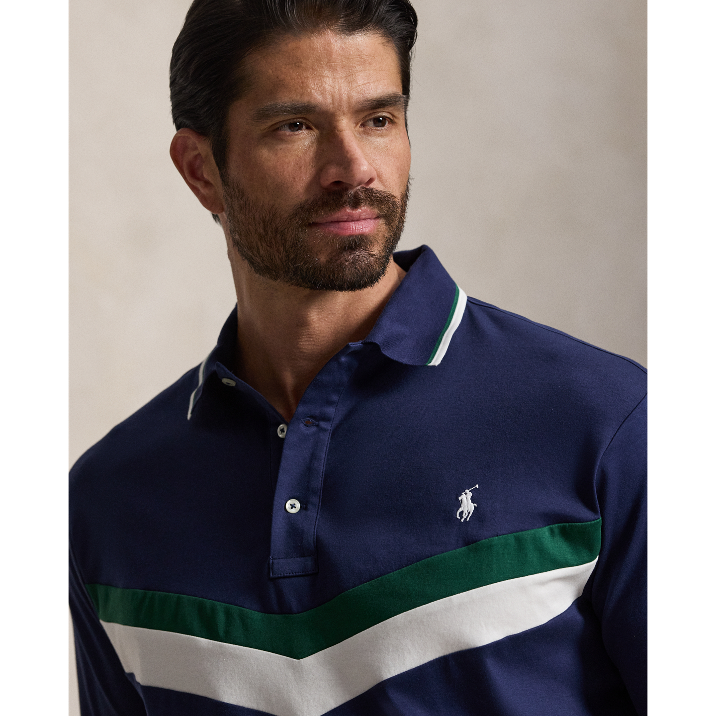 Мужское поло Ralph Lauren Soft Cotton Polo, цвет: Тёмно-синий — фото 3