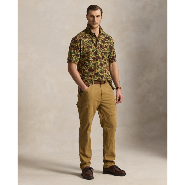 Camo-Print Mesh Polo Shirt