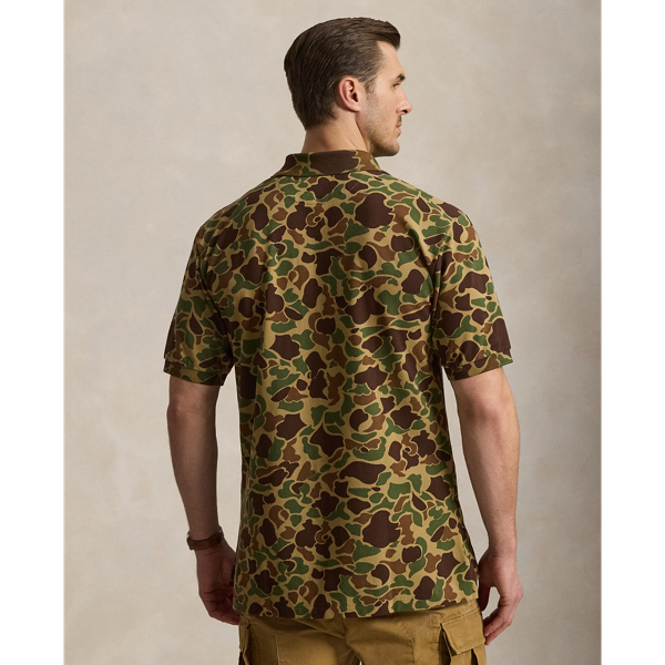 Camo-Print Mesh Polo Shirt