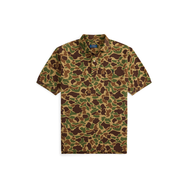 Camo-Print Mesh Polo Shirt