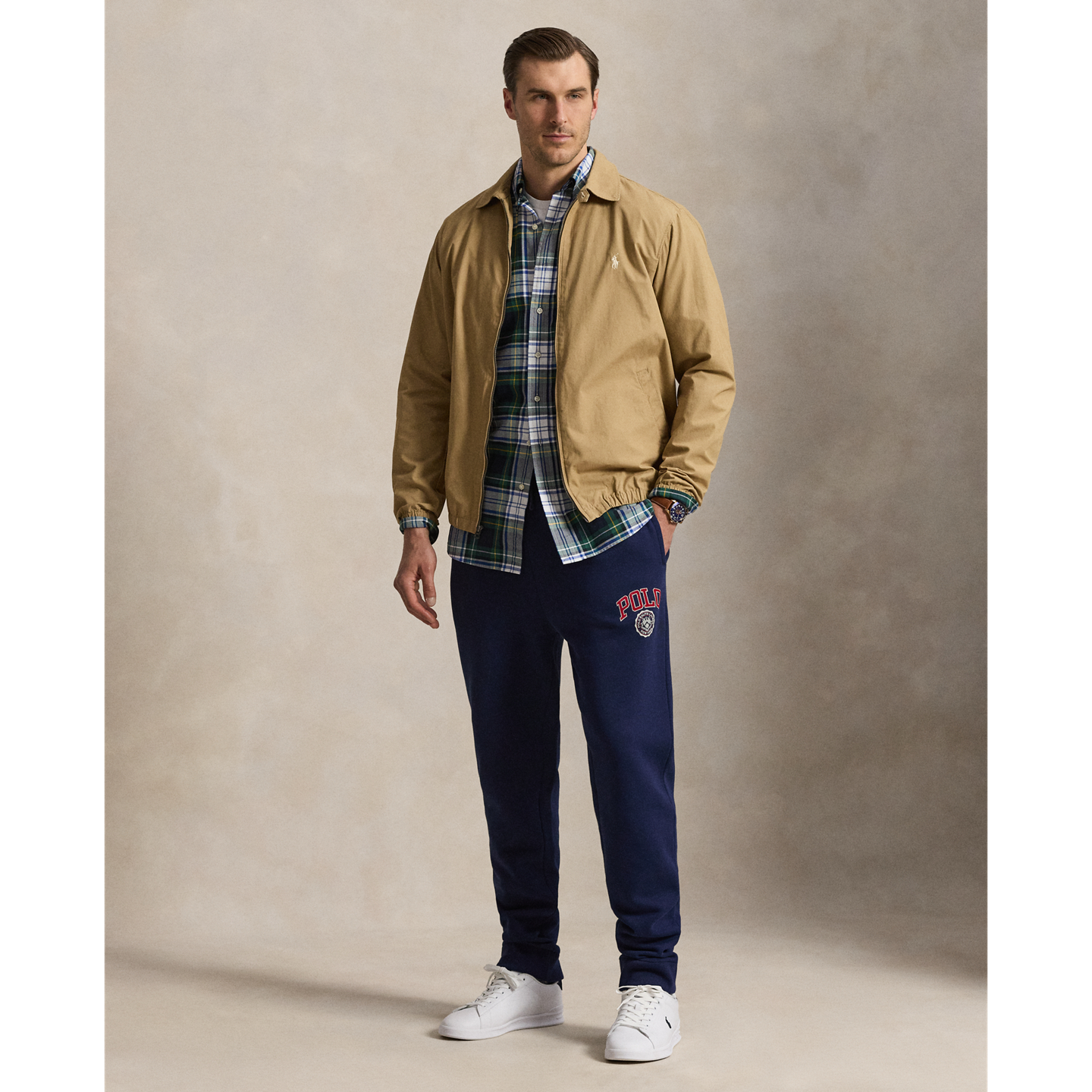Мужские брюки Ralph Lauren Logo Fleece Jogger, цвет: Тёмно-синий — фото 4