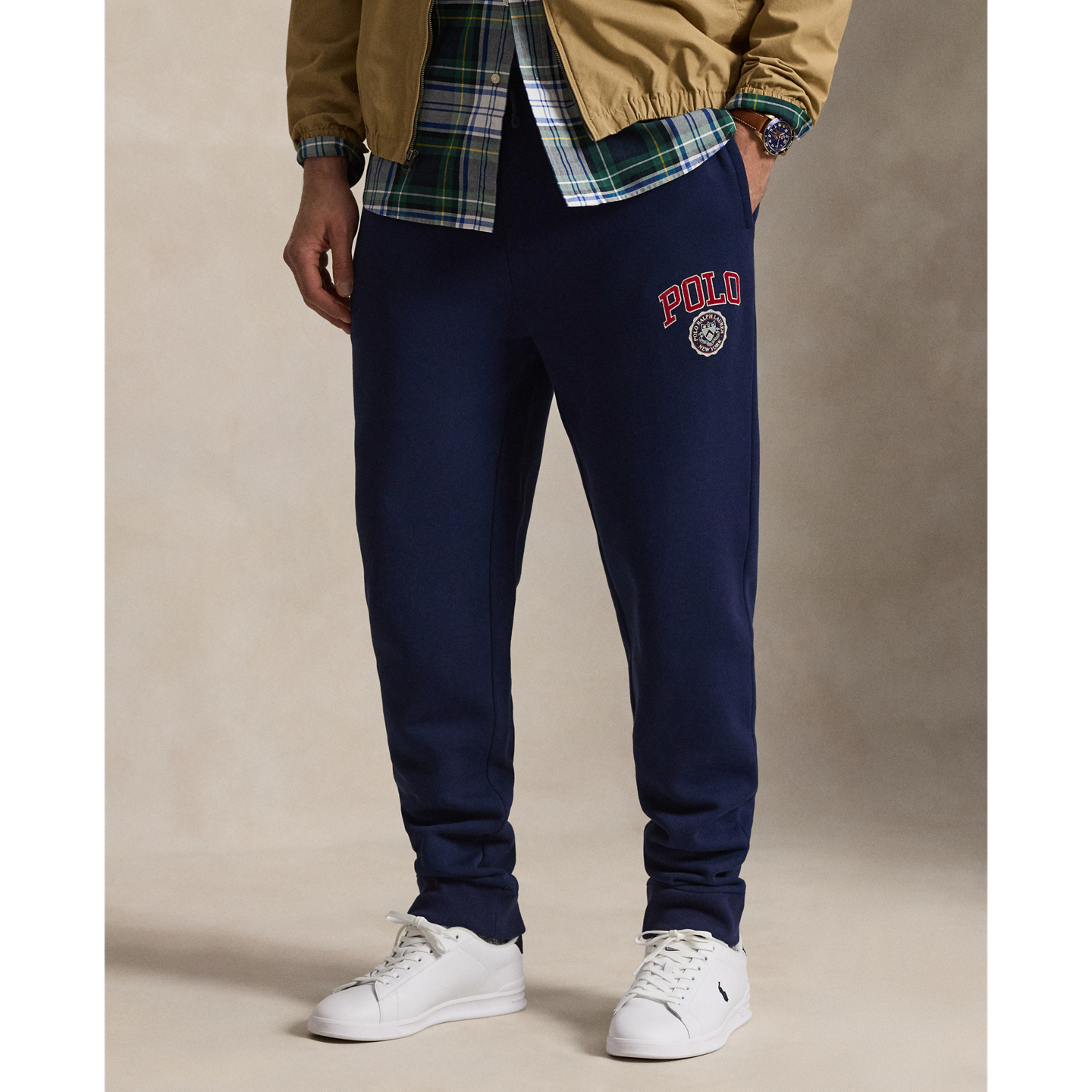 Мужские брюки Ralph Lauren Logo Fleece Jogger, цвет: Тёмно-синий — фото 1