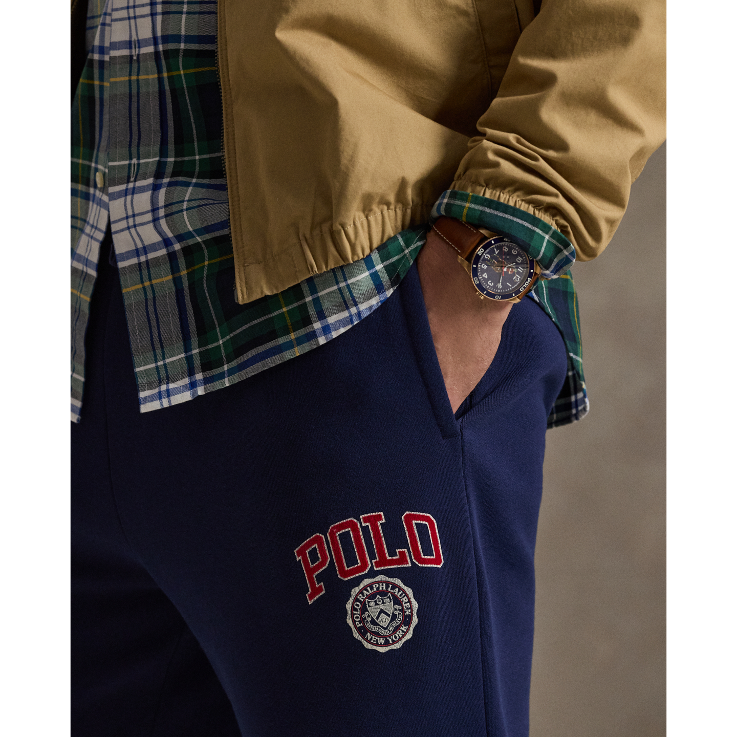 Мужские брюки Ralph Lauren Logo Fleece Jogger, цвет: Тёмно-синий — фото 3