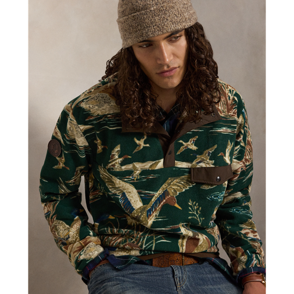 Duck Pond Scenic Duck-Print Brushed Fleece Pullover Big & Tall 6
