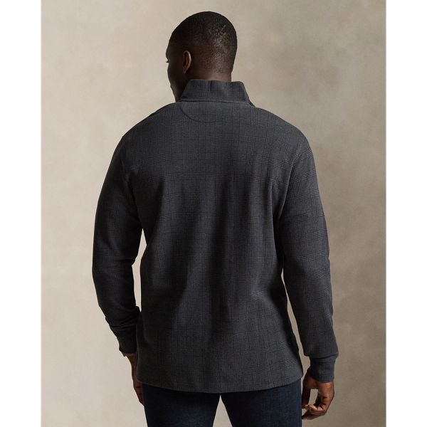 Plaid Estate-Rib Quarter-Zip Pullover