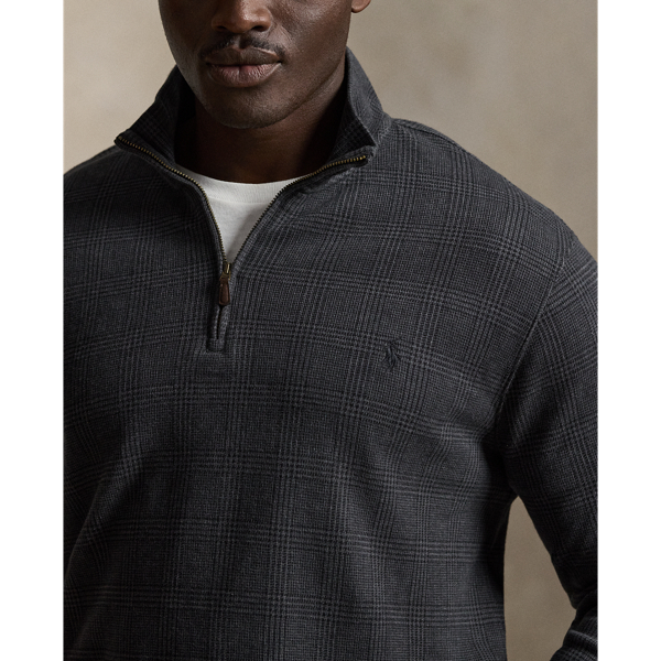 Plaid Estate-Rib Quarter-Zip Pullover