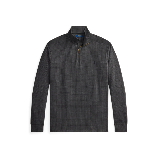 Plaid Estate-Rib Quarter-Zip Pullover