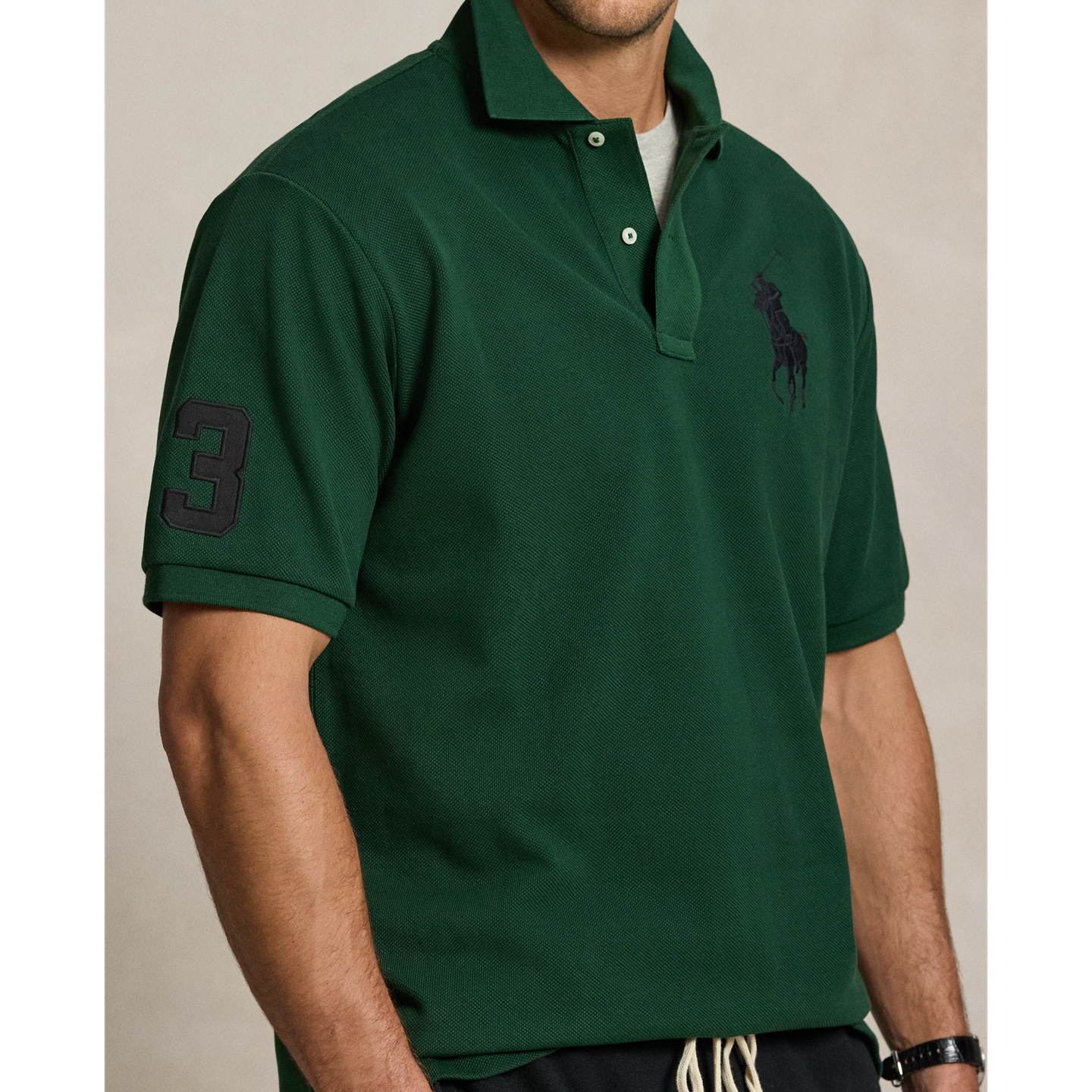 Мужское поло Ralph Lauren Big Pony Mesh Polo, цвет: Сосновый — фото 3