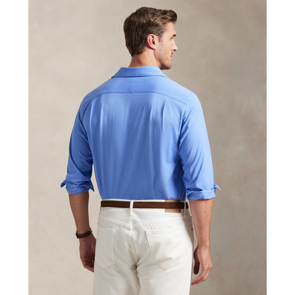 Harbour Island Blue Jersey Spread-Collar Shirt Big & Tall 5