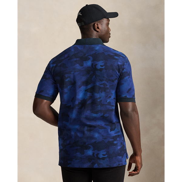 Camo-Print Mesh Polo Shirt
