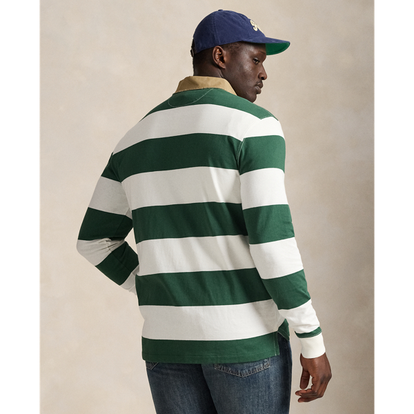 Khaki-Collar Striped Rugby Shirt