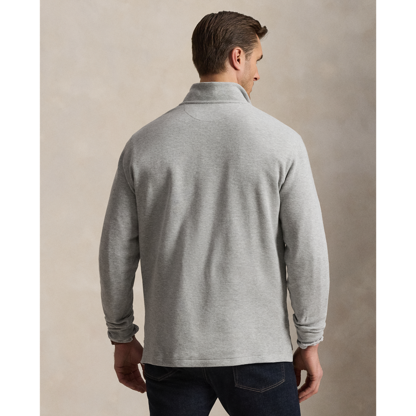 Мужской свитер Ralph Lauren Estate-Rib Quarter-Zip Pullover, цвет: Меланжевый — фото 2