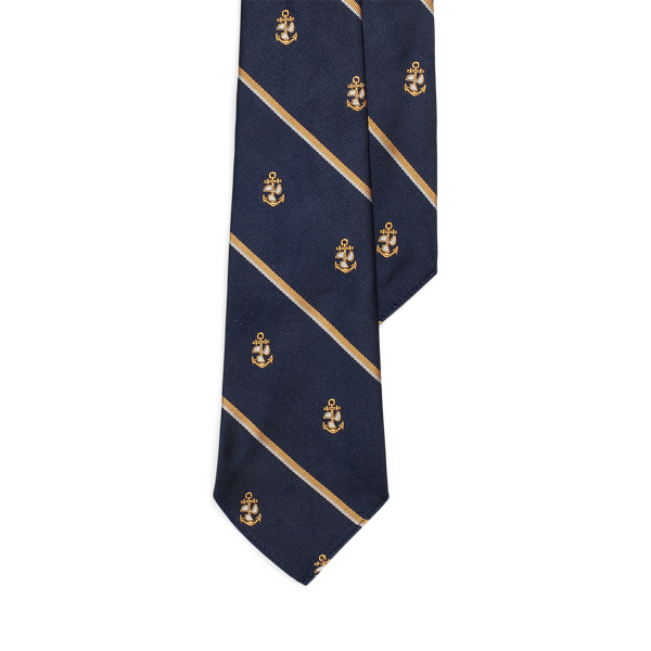 Vintage-Inspired Anchor Stripe Silk Tie