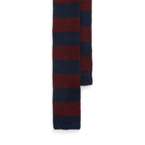 Navy/ Wine Striped Knit Wool Tie Polo Ralph Lauren 1