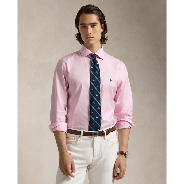 Pink/White Regent Slim Fit Textured Shirt Polo Ralph Lauren 1