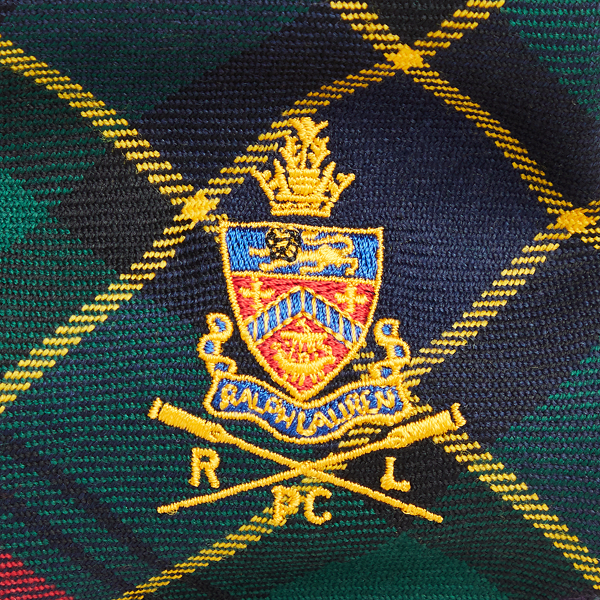 Green Multi Crest-Embroidered Tartan Wool Tie Polo Ralph Lauren 3