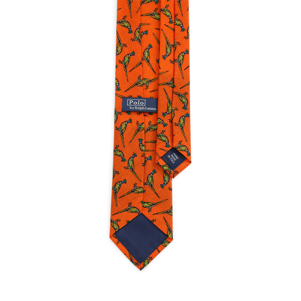 Orange Pheasant-Print Wool Challis Tie Polo Ralph Lauren 2