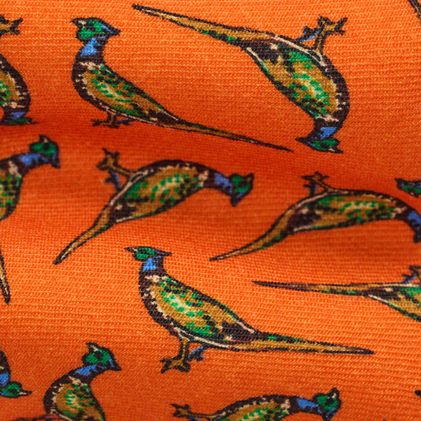 Orange Pheasant-Print Wool Challis Tie Polo Ralph Lauren 3